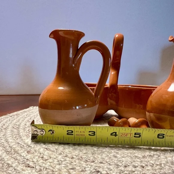 Williams Sonoma Vintage clay Ceramic Oil and Vinegar Cruet Set.